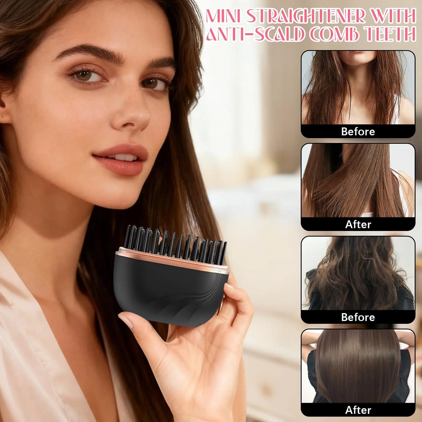 Portable Rechargeable Hair Straightener Brush
